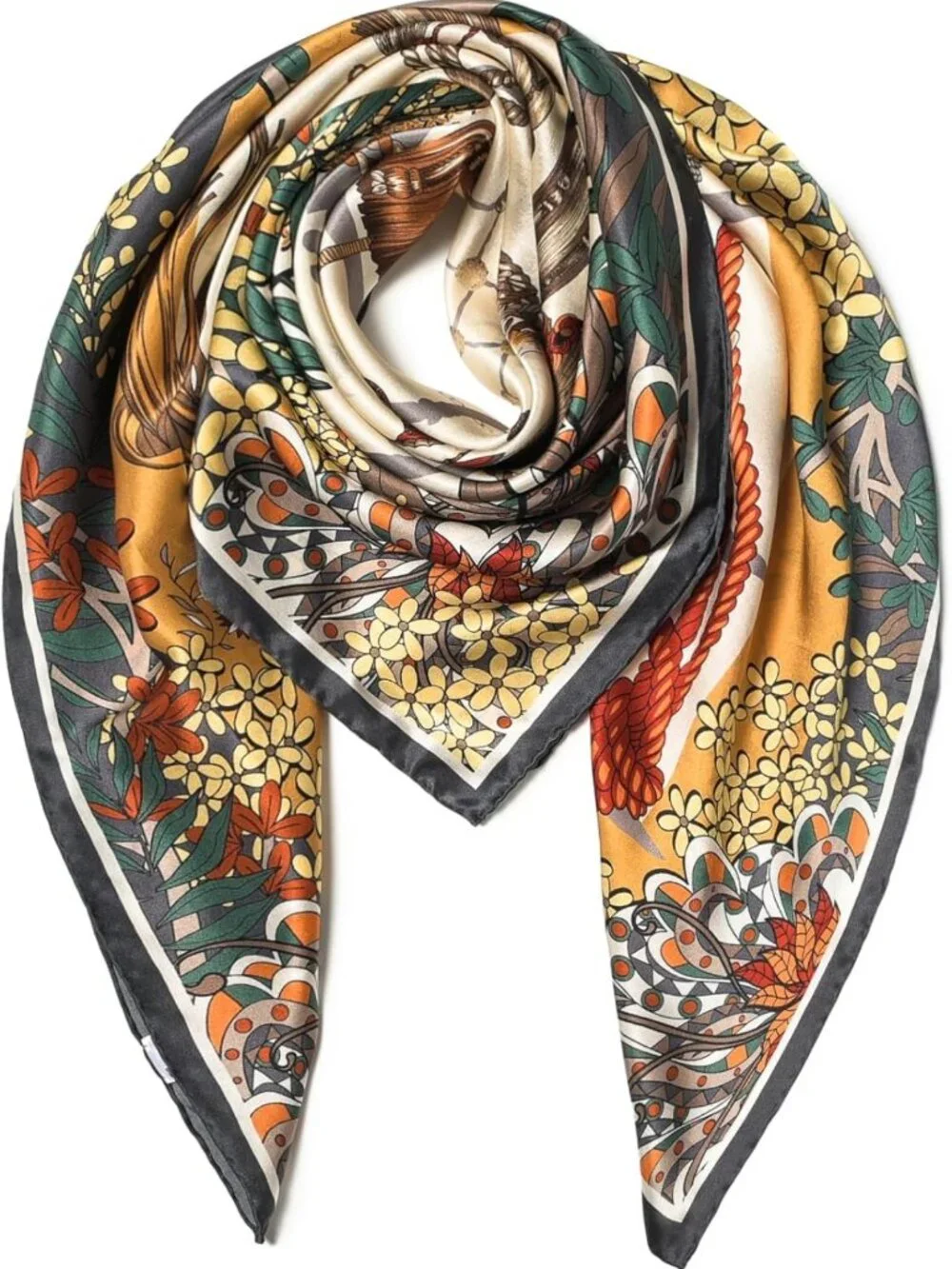 Luxurious 100% Mulberry Silk Large Square Shawl & Oversized Headband Gift Set